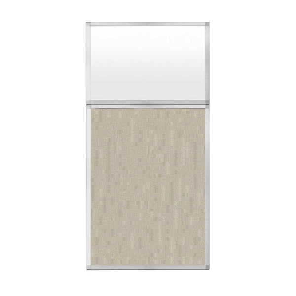 Hush Panel Configurable Cubicle Partition 3' x 6' W/ Window Sand Fabric Frosted Window